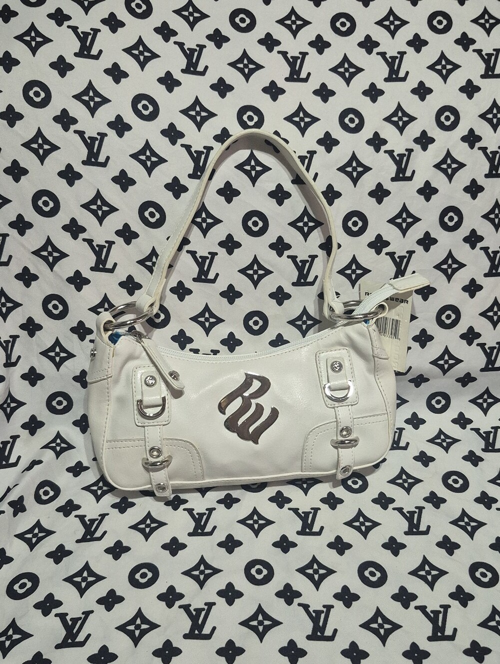 Y2K Rocawear White Mini Shoulder Bag with Silver Logo